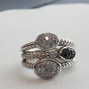 White & Black Diamond 925 Sterling Ring ⬇️PRICE DROP